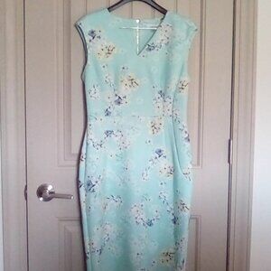 Calvin Klein size 10 mint green with flowers dress